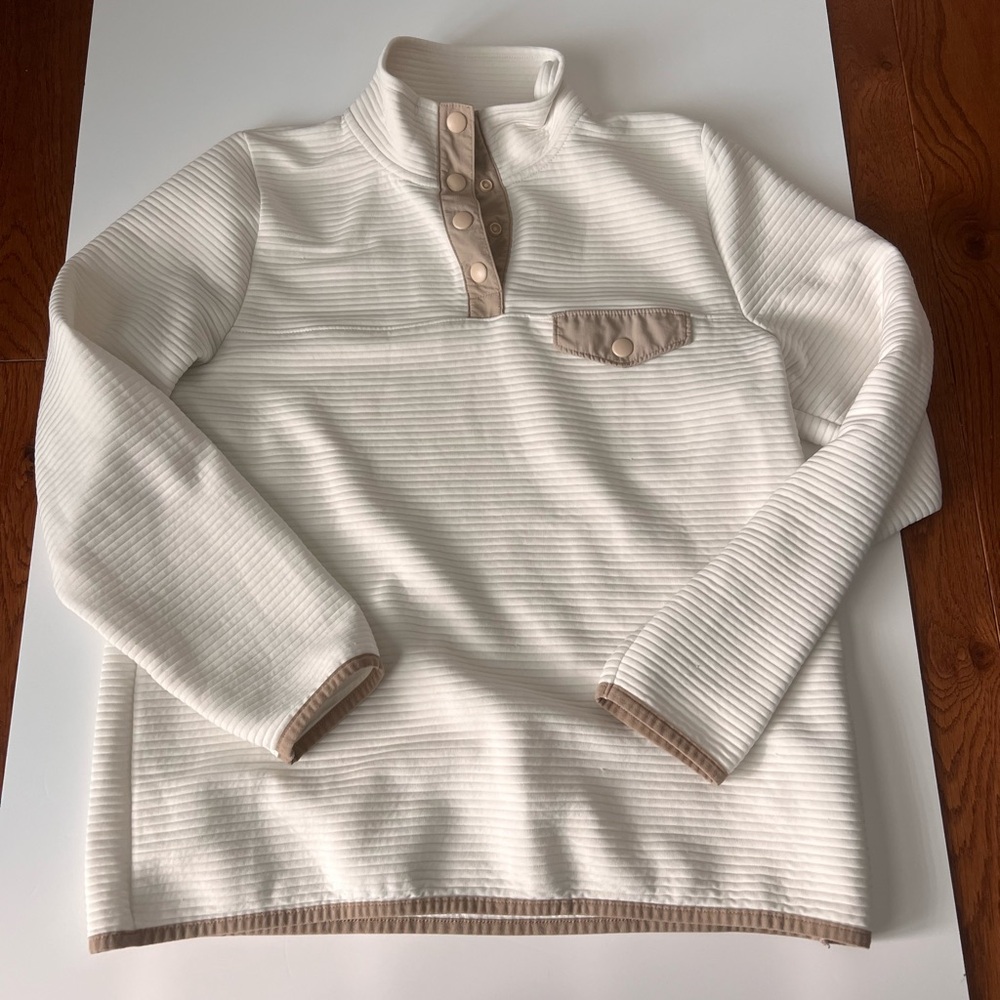 J. Crew women’s Cream and Tan Pullover size medium half zip